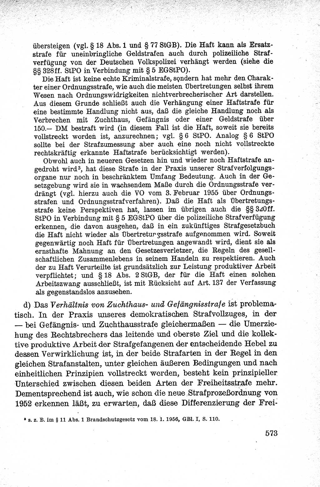 Lehrbuch des Strafrechts der Deutschen Demokratischen Republik (DDR), Allgemeiner Teil 1959, Seite 573 (Lb. Strafr. DDR AT 1959, S. 573)