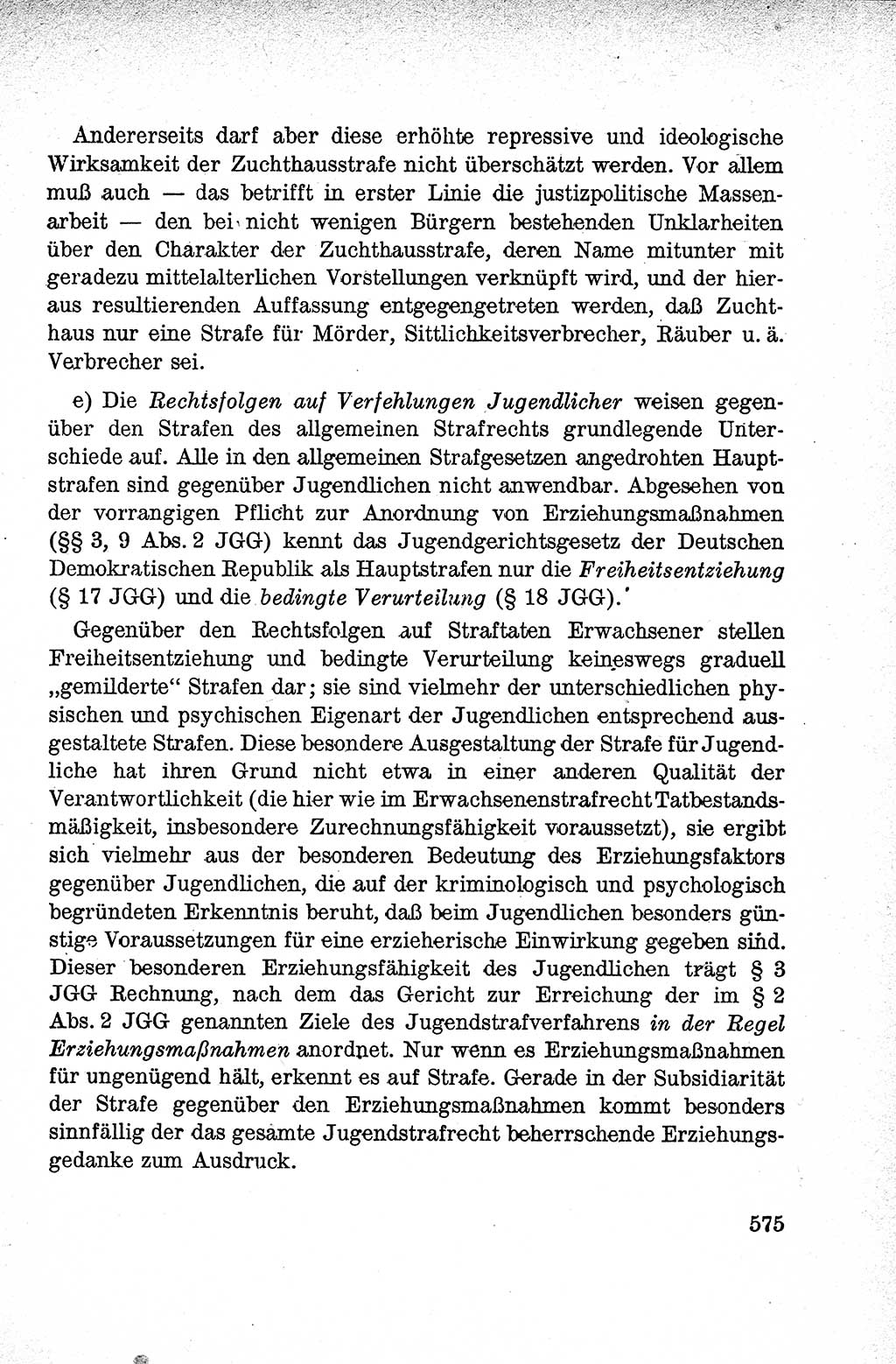 Lehrbuch des Strafrechts der Deutschen Demokratischen Republik (DDR), Allgemeiner Teil 1959, Seite 575 (Lb. Strafr. DDR AT 1959, S. 575)