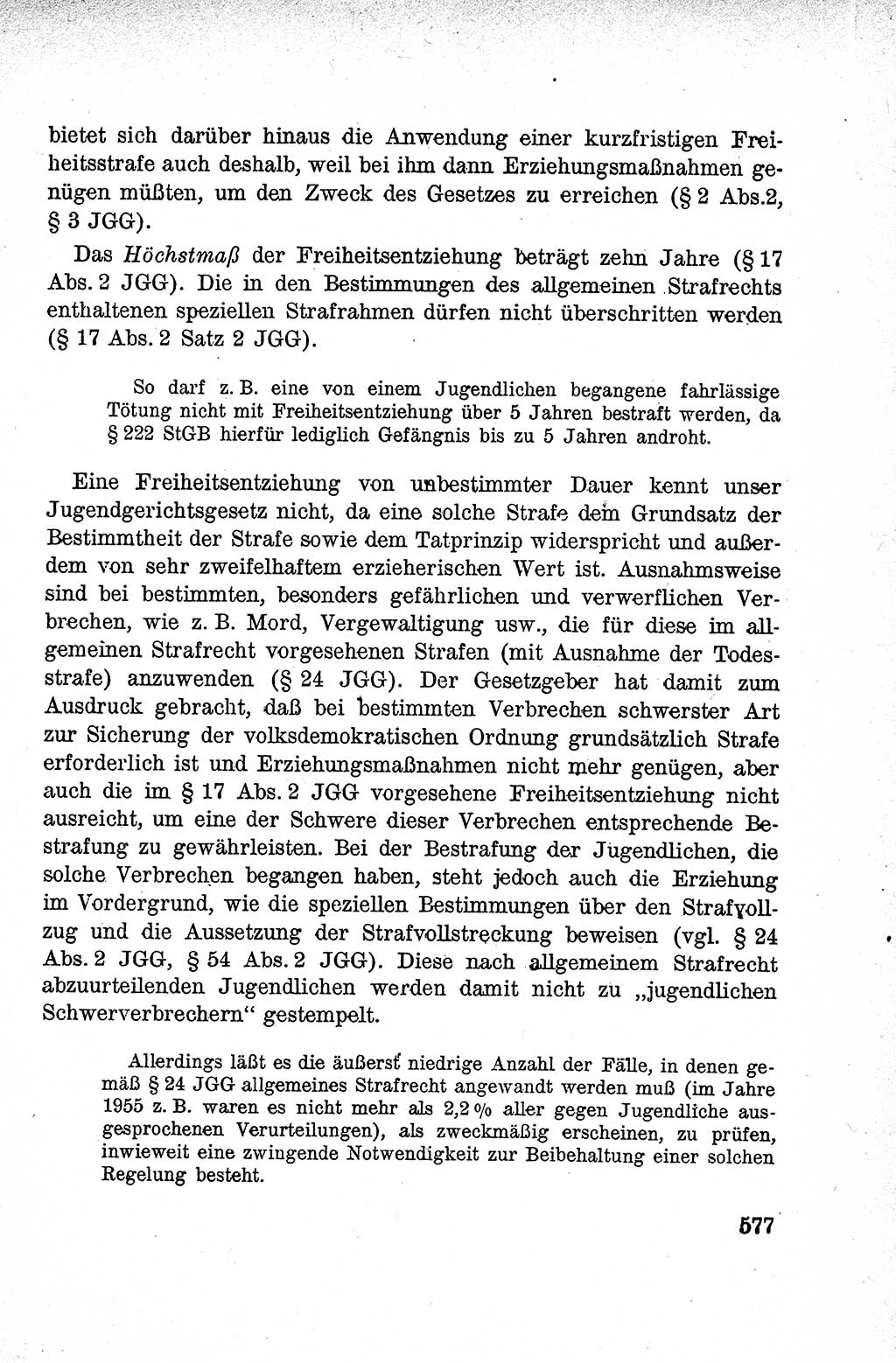 Lehrbuch des Strafrechts der Deutschen Demokratischen Republik (DDR), Allgemeiner Teil 1959, Seite 577 (Lb. Strafr. DDR AT 1959, S. 577)