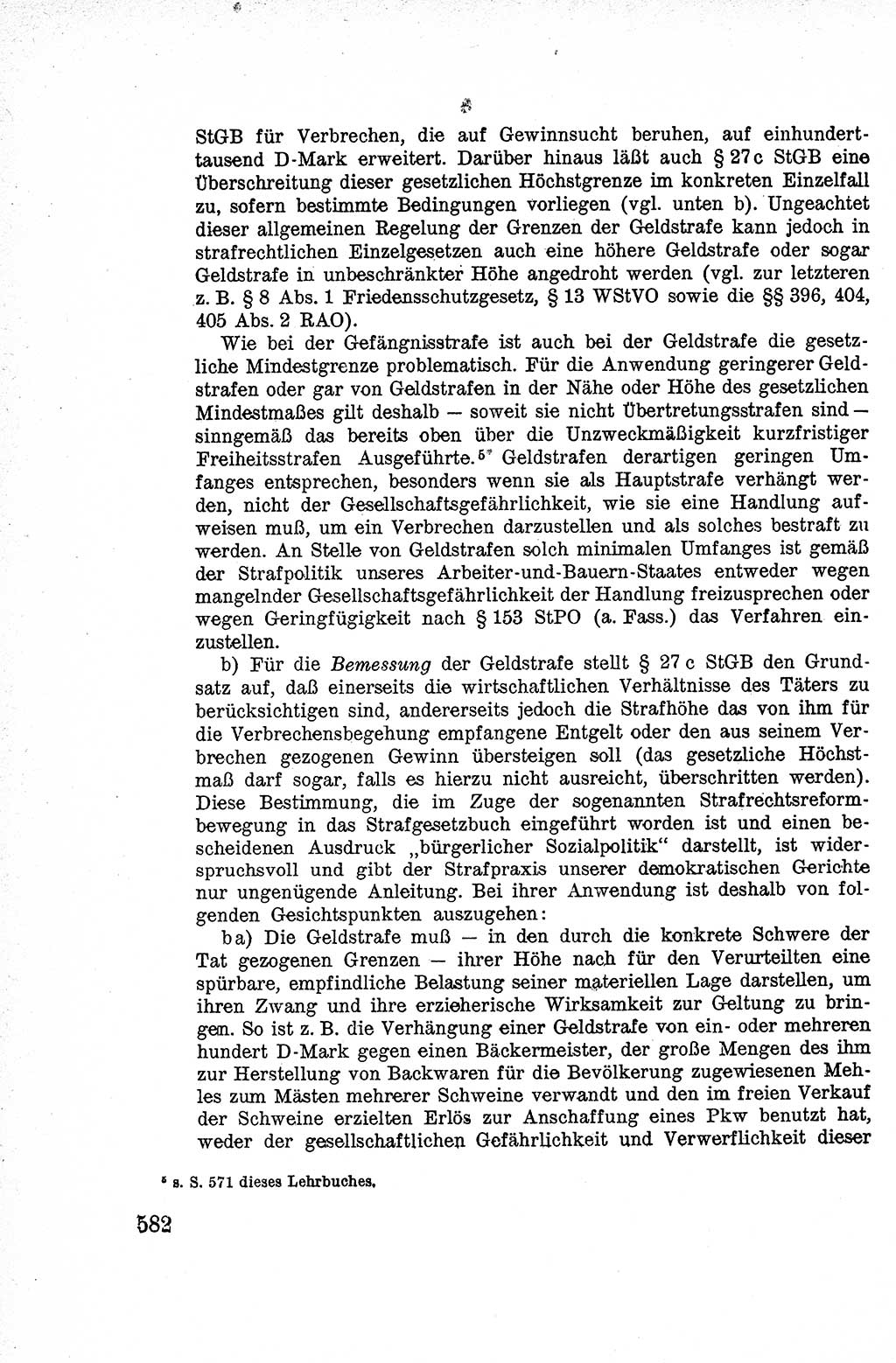 Lehrbuch des Strafrechts der Deutschen Demokratischen Republik (DDR), Allgemeiner Teil 1959, Seite 582 (Lb. Strafr. DDR AT 1959, S. 582)