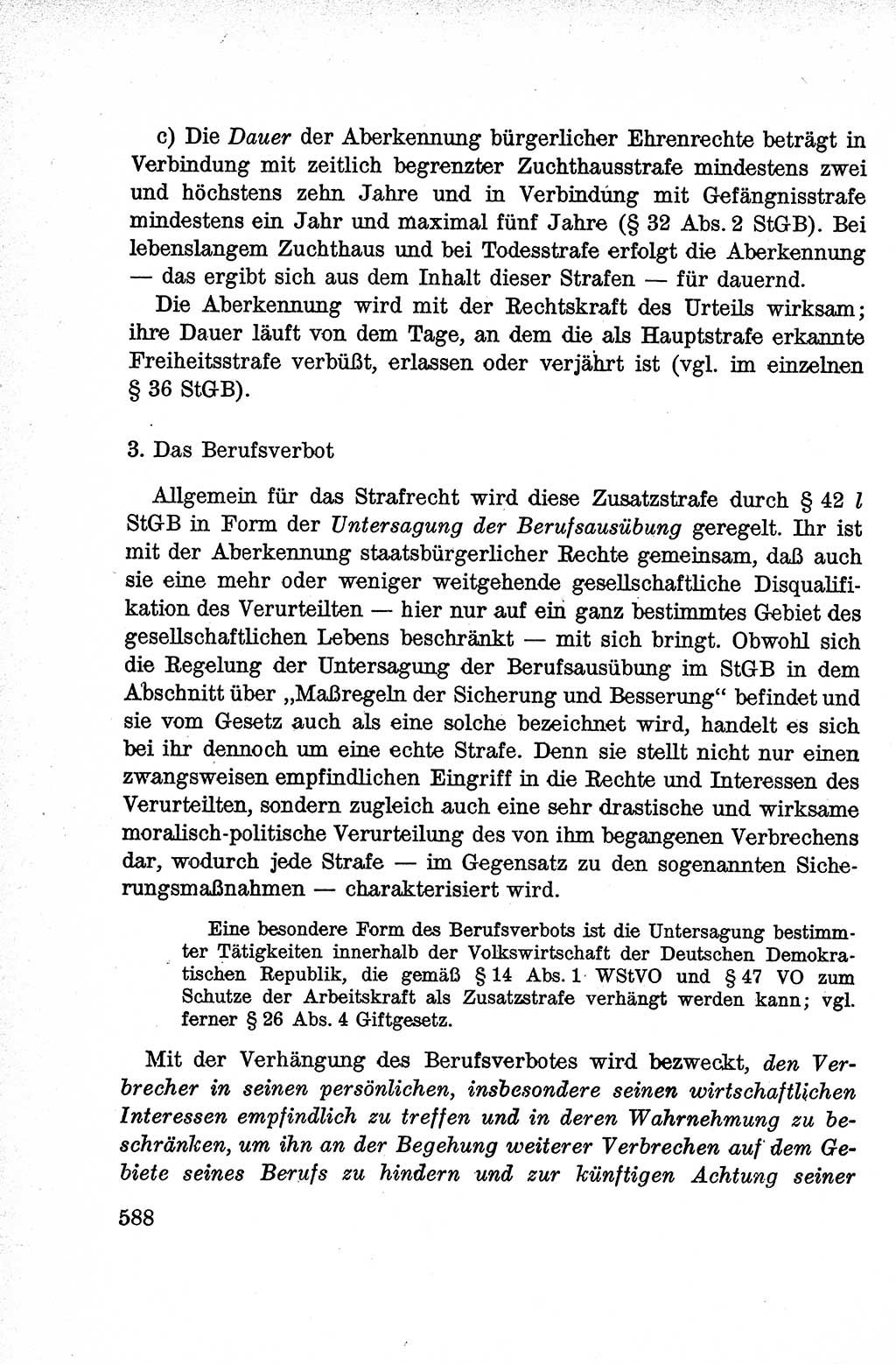 Lehrbuch des Strafrechts der Deutschen Demokratischen Republik (DDR), Allgemeiner Teil 1959, Seite 588 (Lb. Strafr. DDR AT 1959, S. 588)