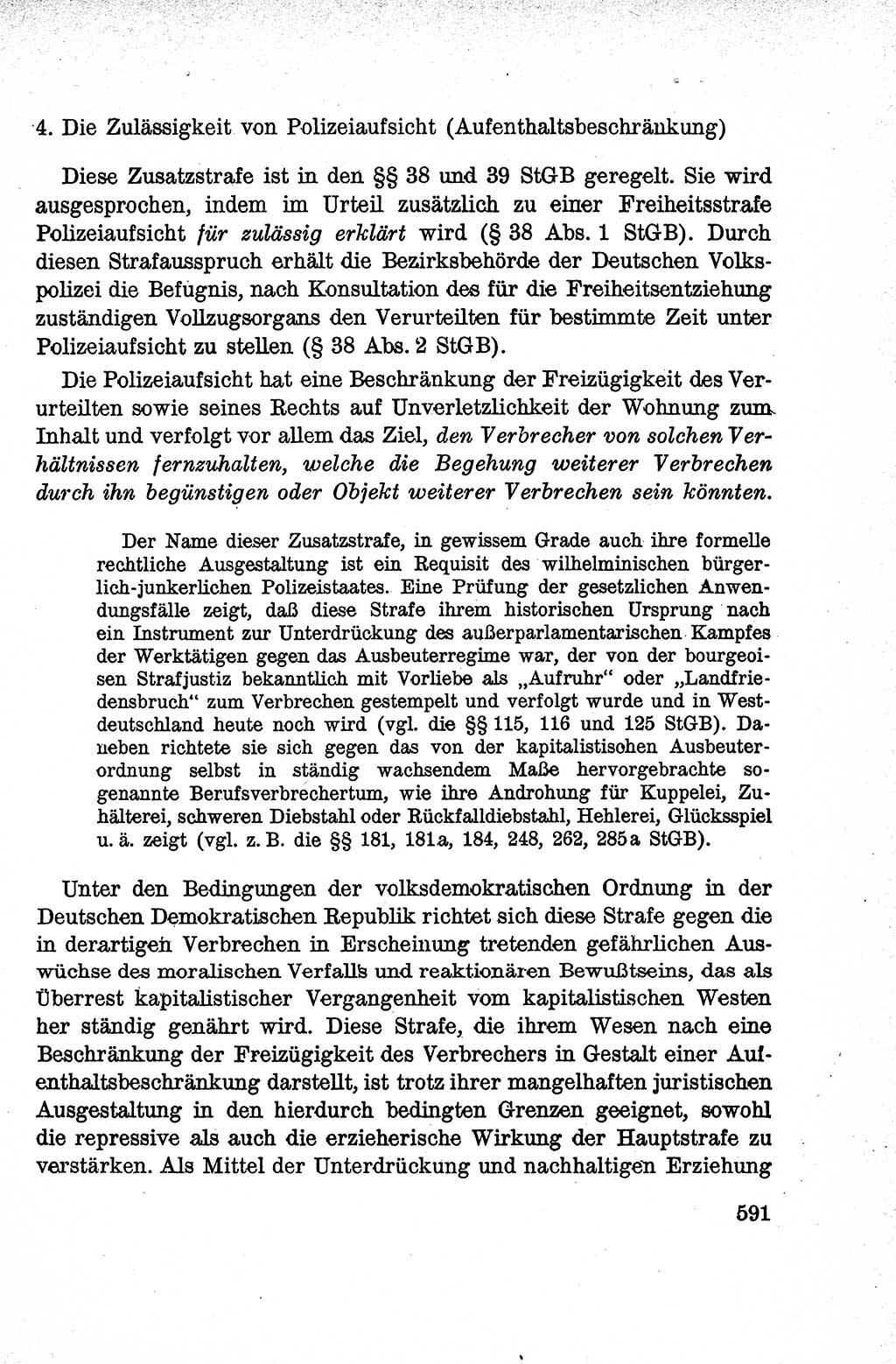 Lehrbuch des Strafrechts der Deutschen Demokratischen Republik (DDR), Allgemeiner Teil 1959, Seite 591 (Lb. Strafr. DDR AT 1959, S. 591)