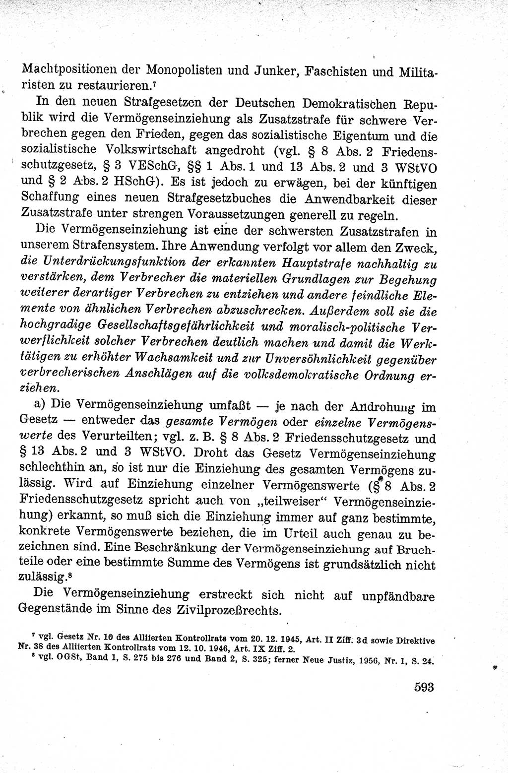 Lehrbuch des Strafrechts der Deutschen Demokratischen Republik (DDR), Allgemeiner Teil 1959, Seite 593 (Lb. Strafr. DDR AT 1959, S. 593)