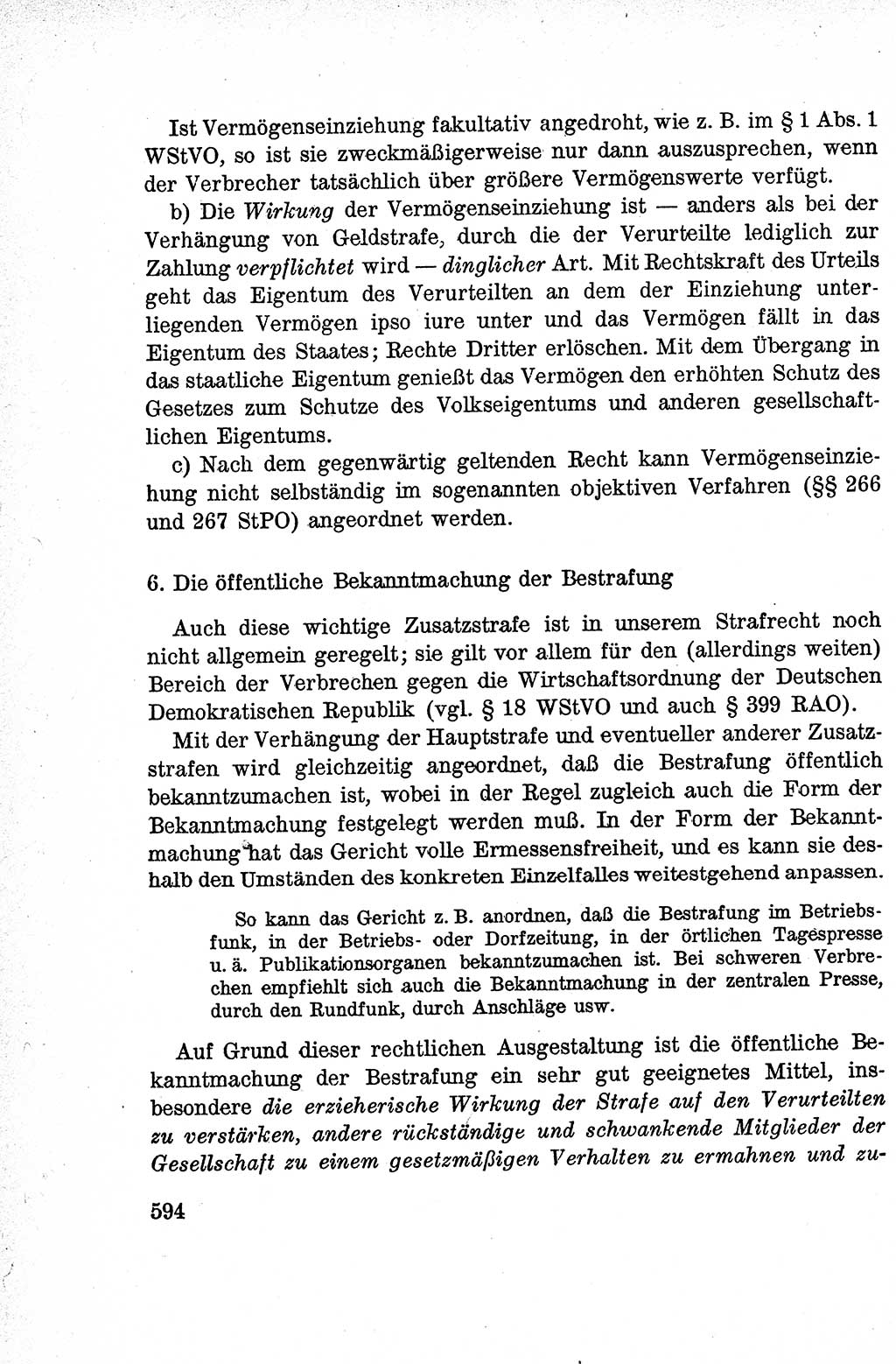 Lehrbuch des Strafrechts der Deutschen Demokratischen Republik (DDR), Allgemeiner Teil 1959, Seite 594 (Lb. Strafr. DDR AT 1959, S. 594)