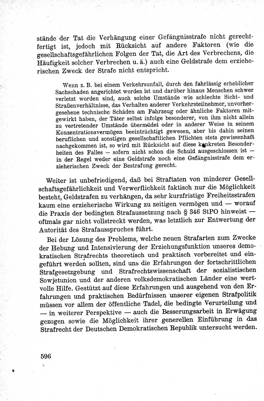 Lehrbuch des Strafrechts der Deutschen Demokratischen Republik (DDR), Allgemeiner Teil 1959, Seite 596 (Lb. Strafr. DDR AT 1959, S. 596)