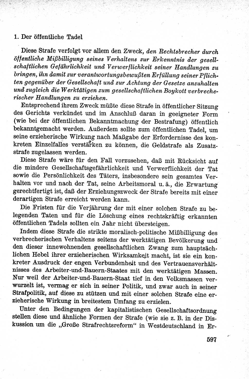 Lehrbuch des Strafrechts der Deutschen Demokratischen Republik (DDR), Allgemeiner Teil 1959, Seite 597 (Lb. Strafr. DDR AT 1959, S. 597)