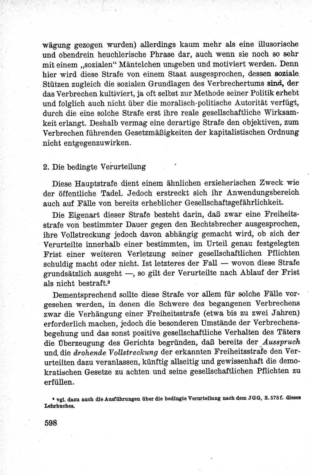 Lehrbuch des Strafrechts der Deutschen Demokratischen Republik (DDR), Allgemeiner Teil 1959, Seite 598 (Lb. Strafr. DDR AT 1959, S. 598)