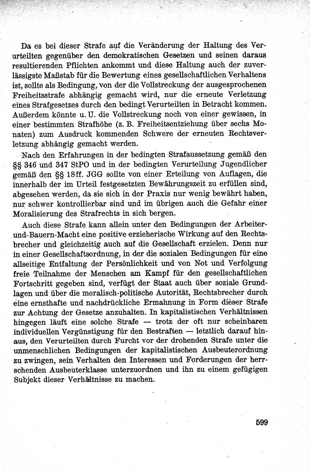 Lehrbuch des Strafrechts der Deutschen Demokratischen Republik (DDR), Allgemeiner Teil 1959, Seite 599 (Lb. Strafr. DDR AT 1959, S. 599)