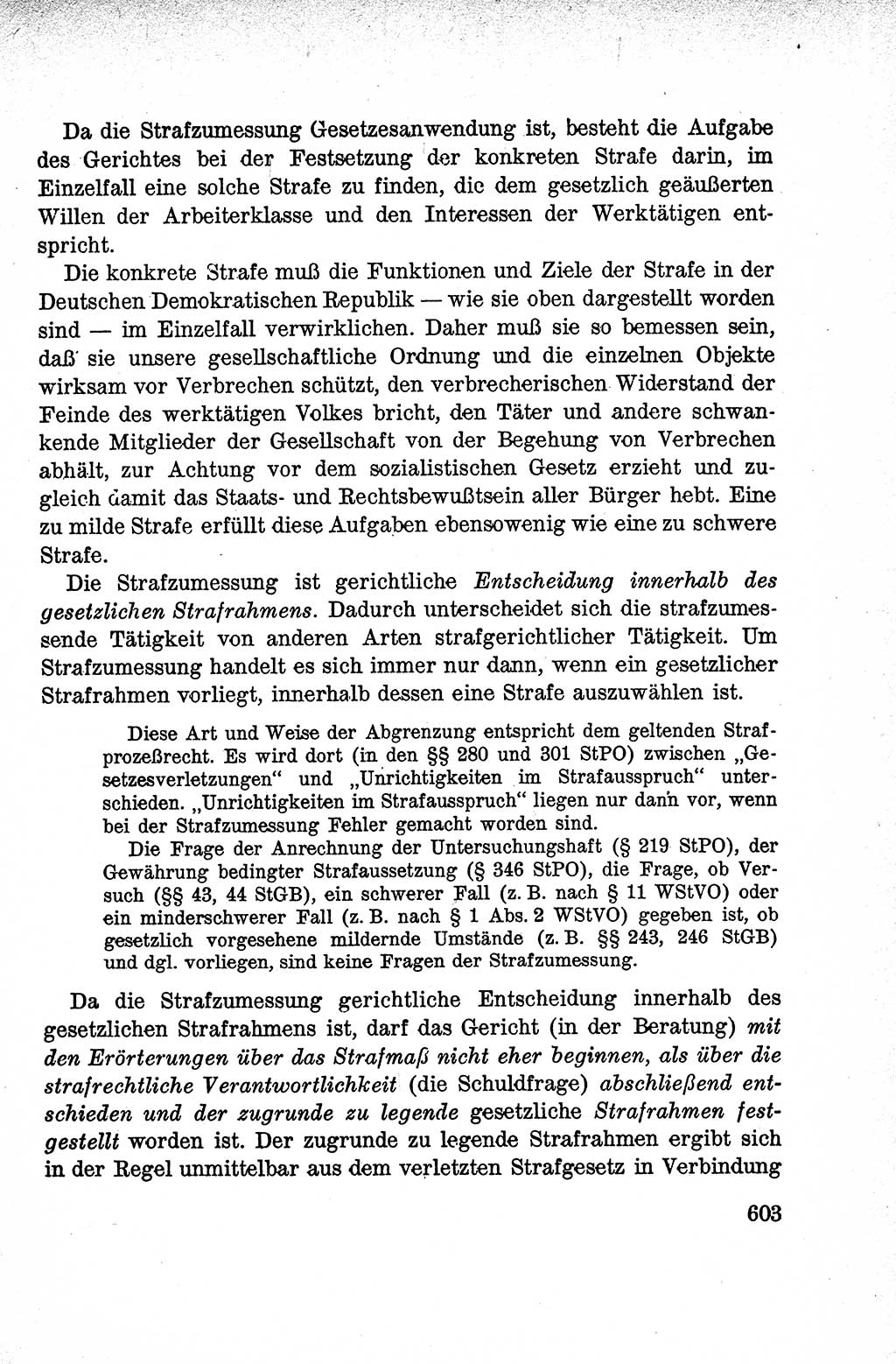 Lehrbuch des Strafrechts der Deutschen Demokratischen Republik (DDR), Allgemeiner Teil 1959, Seite 603 (Lb. Strafr. DDR AT 1959, S. 603)
