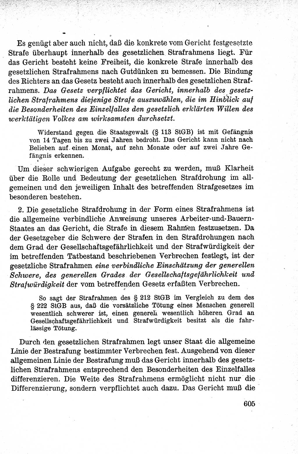Lehrbuch des Strafrechts der Deutschen Demokratischen Republik (DDR), Allgemeiner Teil 1959, Seite 605 (Lb. Strafr. DDR AT 1959, S. 605)