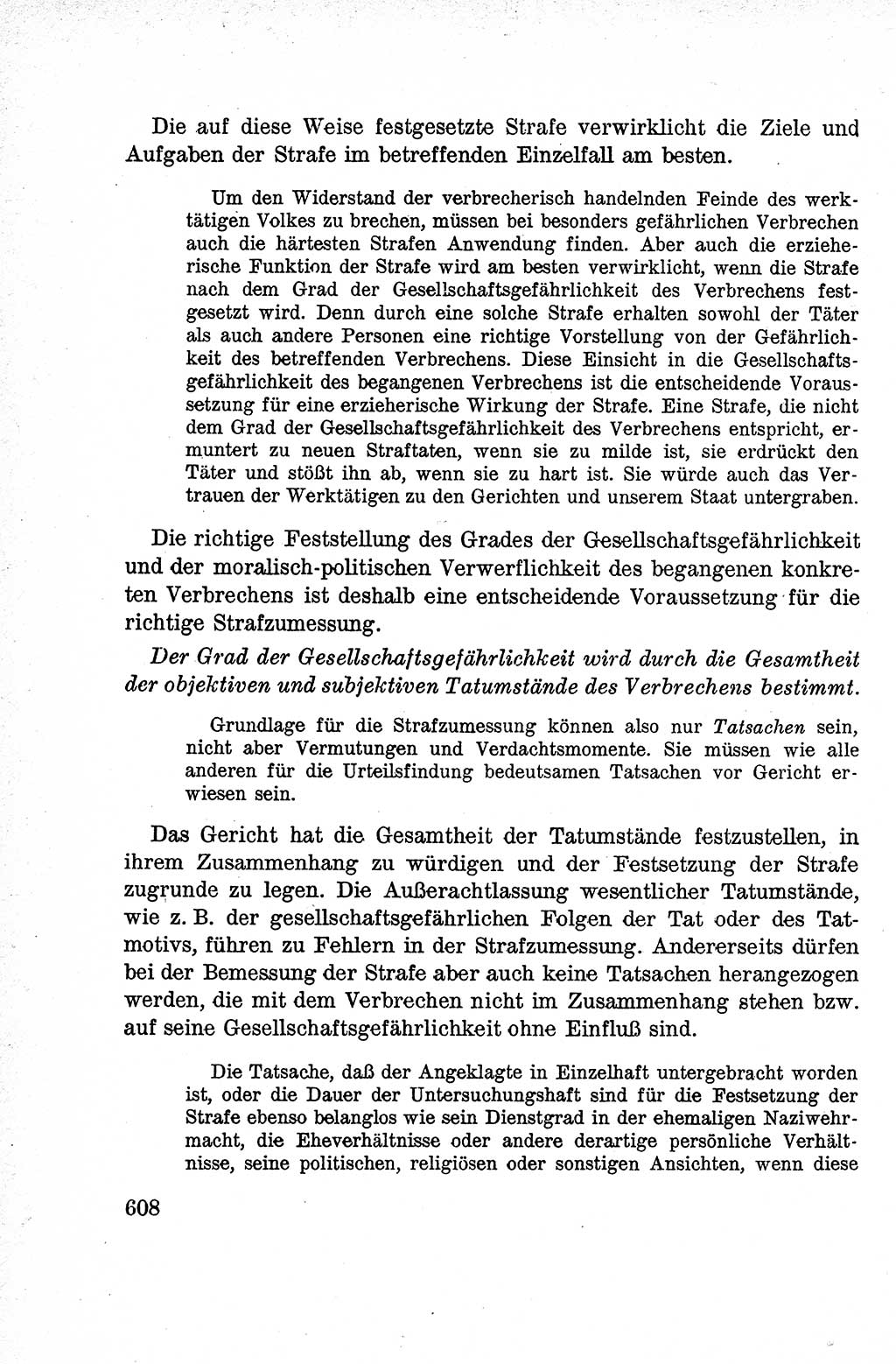 Lehrbuch des Strafrechts der Deutschen Demokratischen Republik (DDR), Allgemeiner Teil 1959, Seite 608 (Lb. Strafr. DDR AT 1959, S. 608)