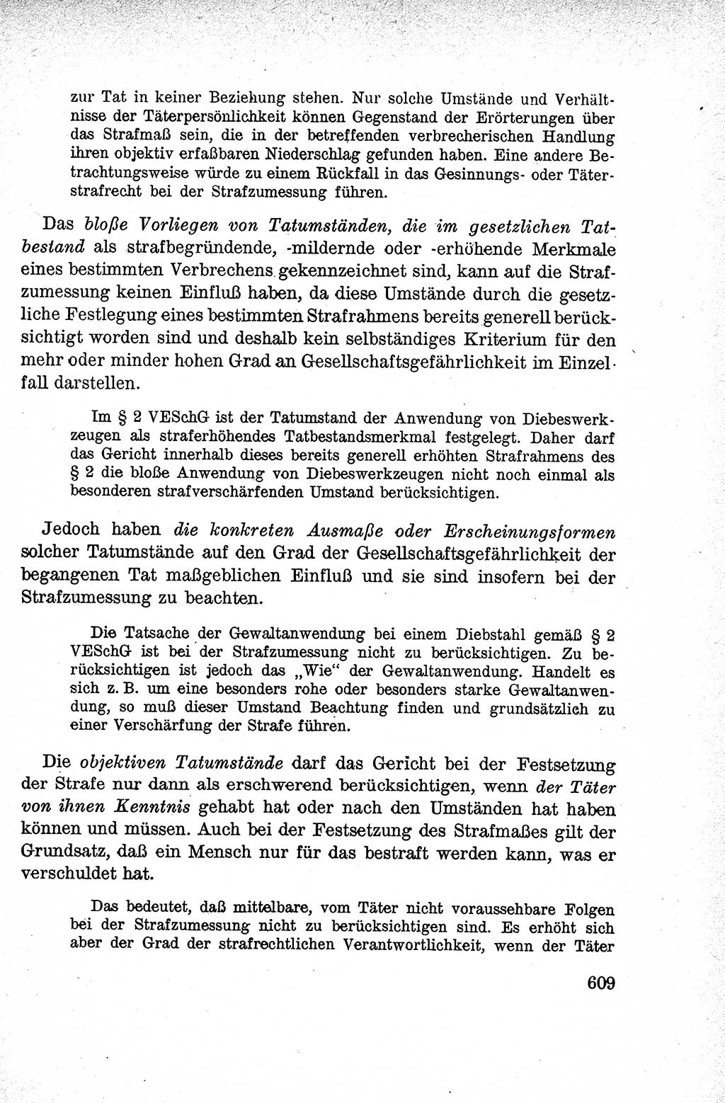 Lehrbuch des Strafrechts der Deutschen Demokratischen Republik (DDR), Allgemeiner Teil 1959, Seite 609 (Lb. Strafr. DDR AT 1959, S. 609)