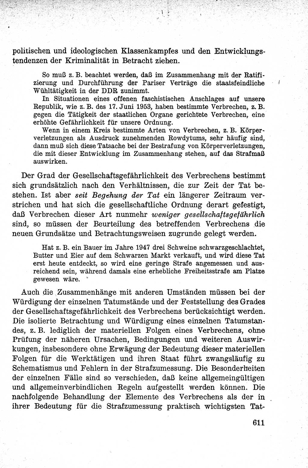 Lehrbuch des Strafrechts der Deutschen Demokratischen Republik (DDR), Allgemeiner Teil 1959, Seite 611 (Lb. Strafr. DDR AT 1959, S. 611)