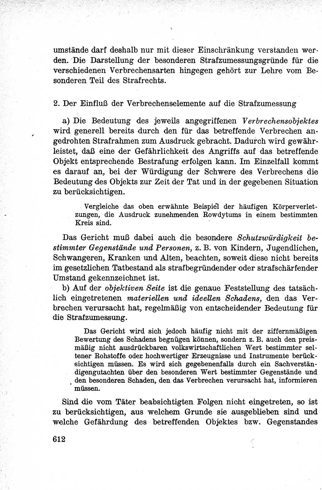 Lehrbuch des Strafrechts der Deutschen Demokratischen Republik (DDR), Allgemeiner Teil 1959, Seite 612 (Lb. Strafr. DDR AT 1959, S. 612)