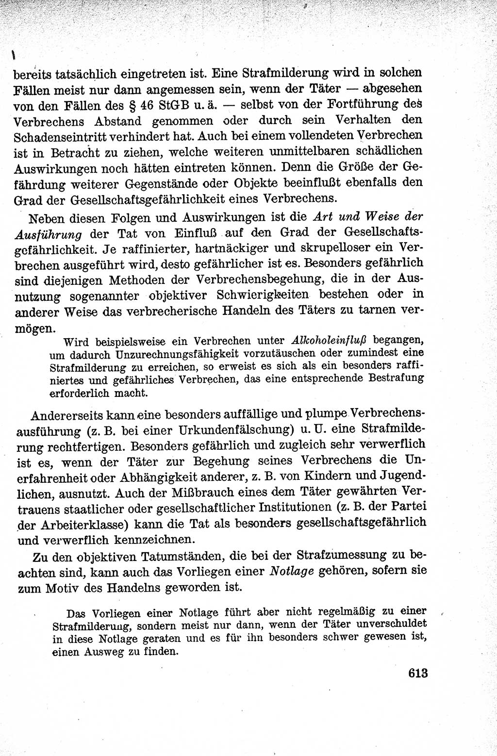 Lehrbuch des Strafrechts der Deutschen Demokratischen Republik (DDR), Allgemeiner Teil 1959, Seite 613 (Lb. Strafr. DDR AT 1959, S. 613)