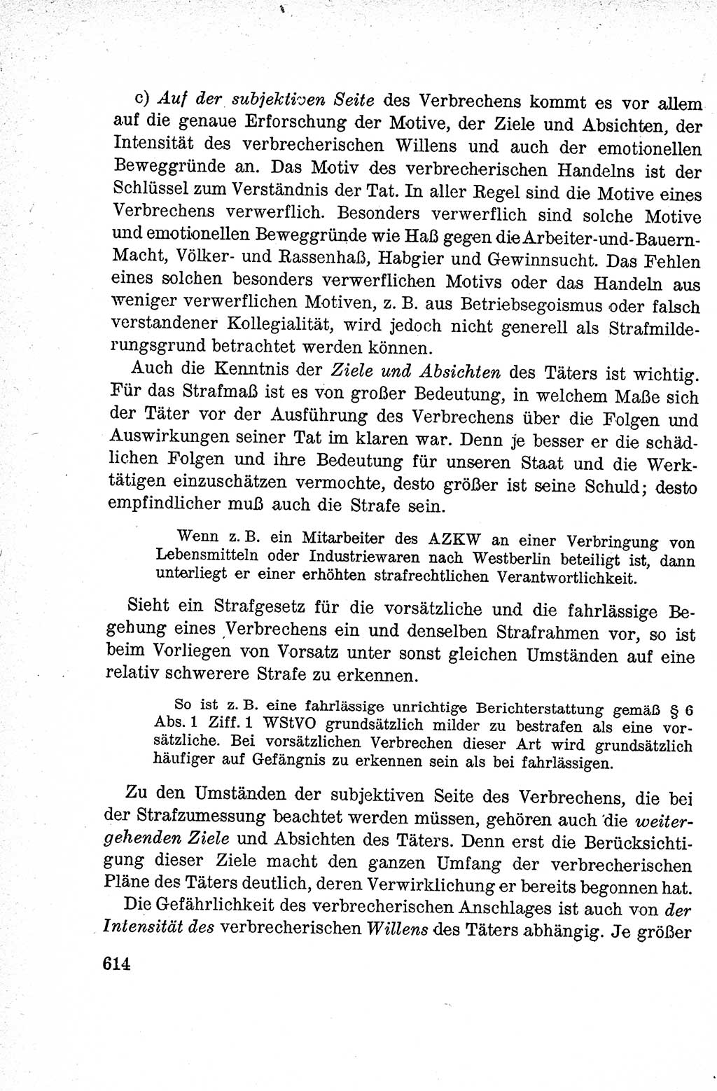 Lehrbuch des Strafrechts der Deutschen Demokratischen Republik (DDR), Allgemeiner Teil 1959, Seite 614 (Lb. Strafr. DDR AT 1959, S. 614)