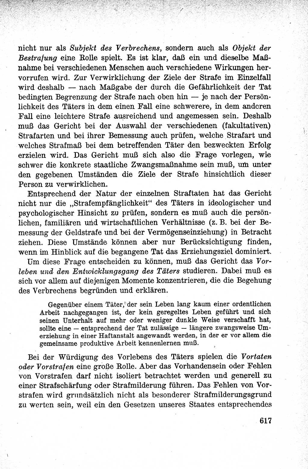 Lehrbuch des Strafrechts der Deutschen Demokratischen Republik (DDR), Allgemeiner Teil 1959, Seite 617 (Lb. Strafr. DDR AT 1959, S. 617)