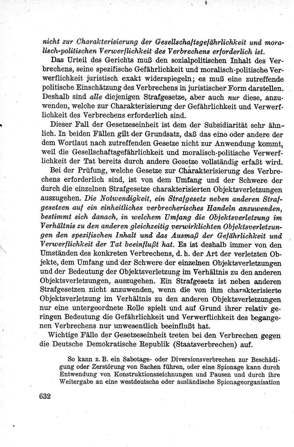 Lehrbuch des Strafrechts der Deutschen Demokratischen Republik (DDR), Allgemeiner Teil 1959, Seite 632 (Lb. Strafr. DDR AT 1959, S. 632)
