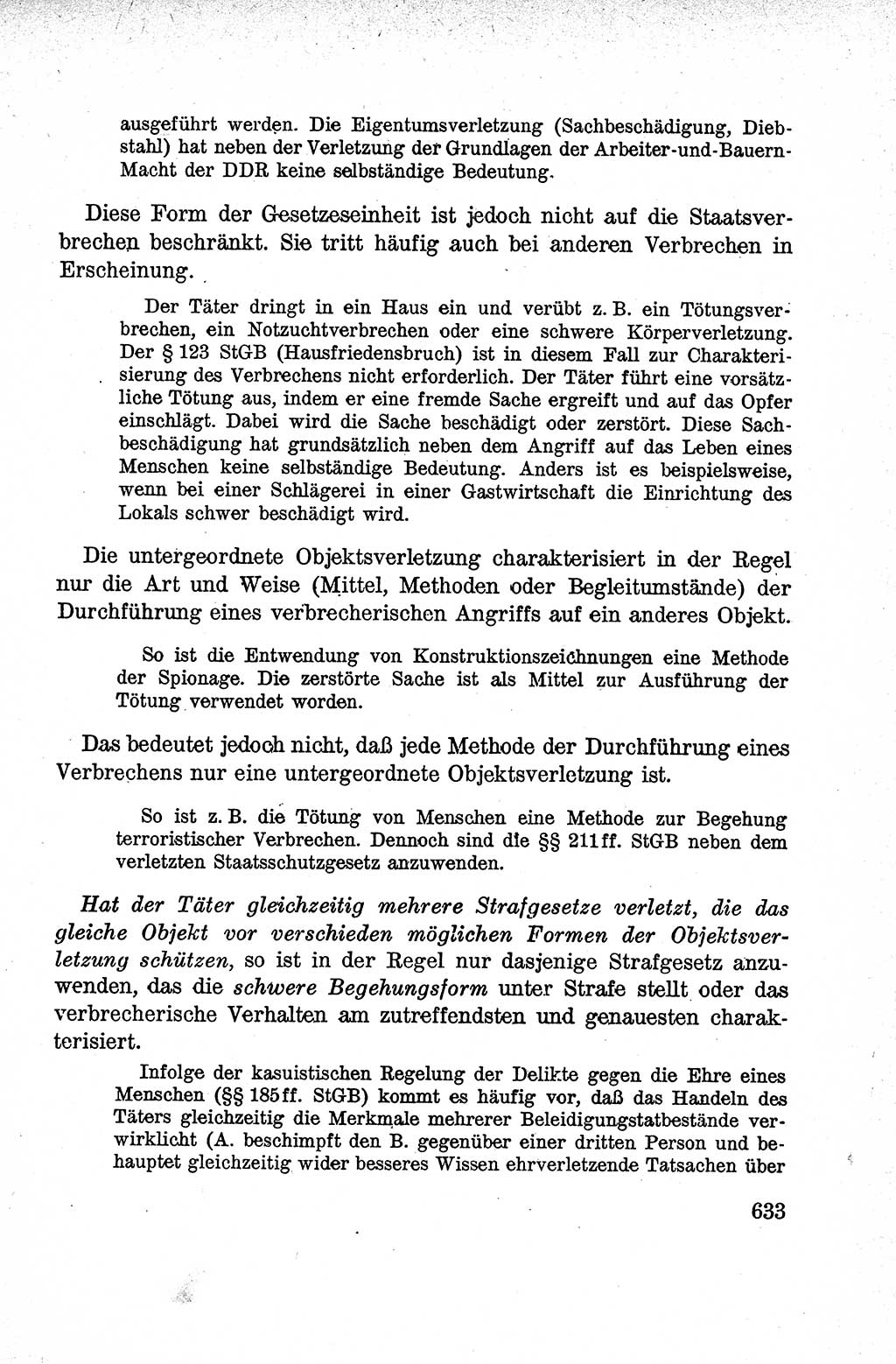 Lehrbuch des Strafrechts der Deutschen Demokratischen Republik (DDR), Allgemeiner Teil 1959, Seite 633 (Lb. Strafr. DDR AT 1959, S. 633)