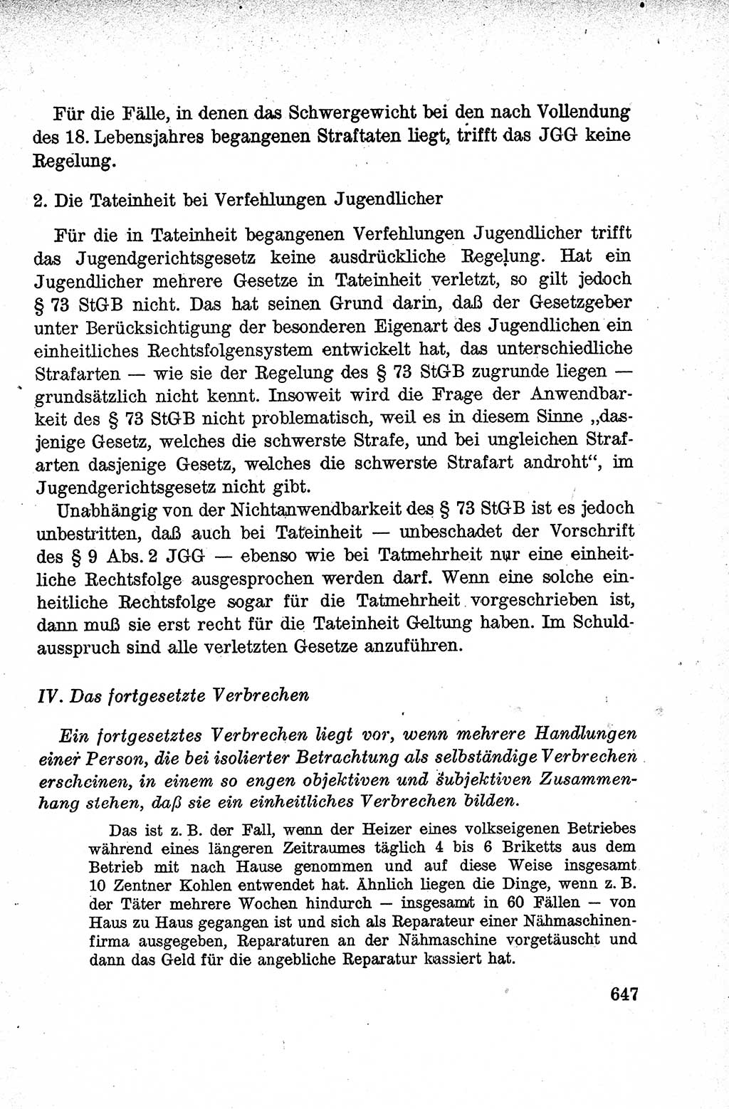 Lehrbuch des Strafrechts der Deutschen Demokratischen Republik (DDR), Allgemeiner Teil 1959, Seite 647 (Lb. Strafr. DDR AT 1959, S. 647)