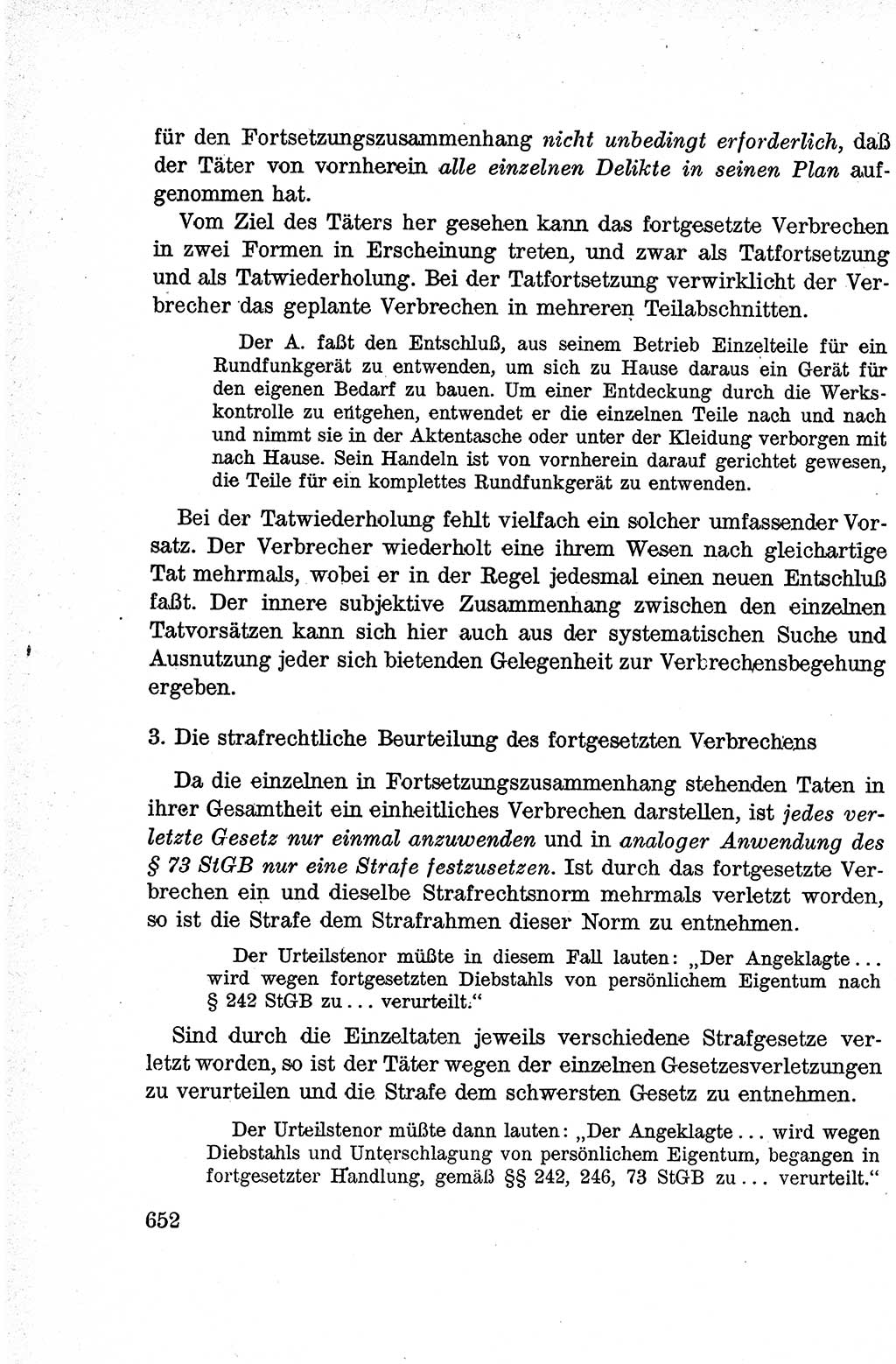 Lehrbuch des Strafrechts der Deutschen Demokratischen Republik (DDR), Allgemeiner Teil 1959, Seite 652 (Lb. Strafr. DDR AT 1959, S. 652)