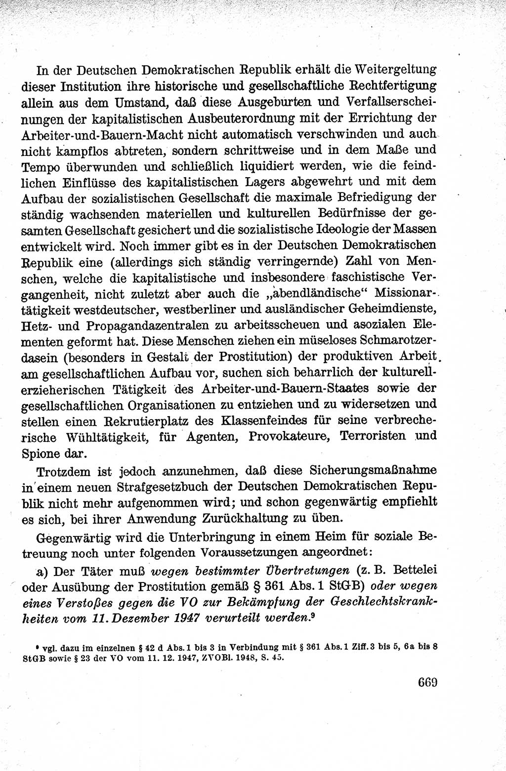 Lehrbuch des Strafrechts der Deutschen Demokratischen Republik (DDR), Allgemeiner Teil 1959, Seite 669 (Lb. Strafr. DDR AT 1959, S. 669)