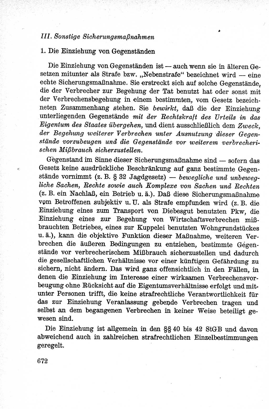 Lehrbuch des Strafrechts der Deutschen Demokratischen Republik (DDR), Allgemeiner Teil 1959, Seite 672 (Lb. Strafr. DDR AT 1959, S. 672)