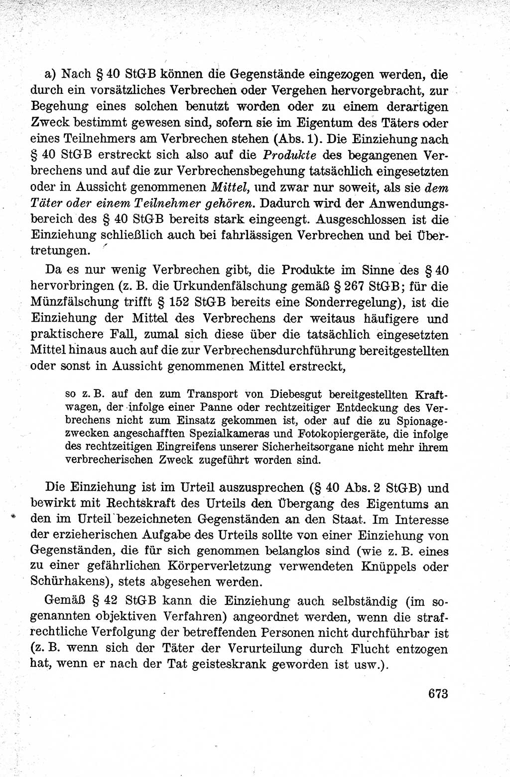 Lehrbuch des Strafrechts der Deutschen Demokratischen Republik (DDR), Allgemeiner Teil 1959, Seite 673 (Lb. Strafr. DDR AT 1959, S. 673)