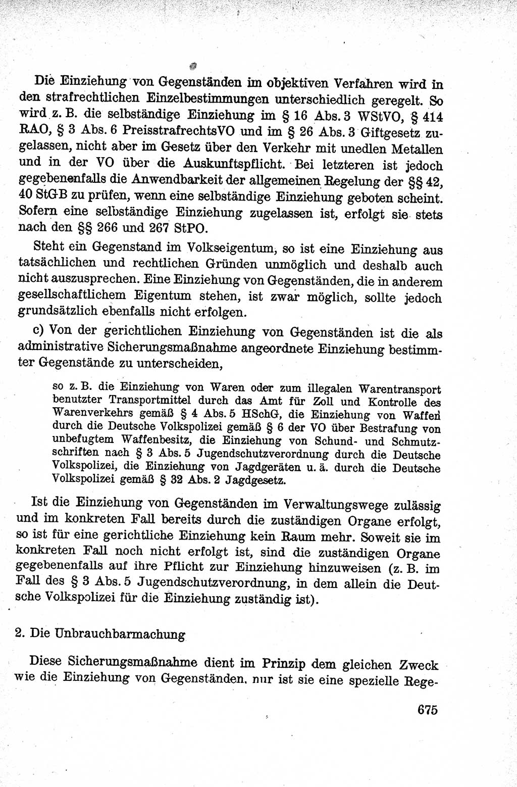 Lehrbuch des Strafrechts der Deutschen Demokratischen Republik (DDR), Allgemeiner Teil 1959, Seite 675 (Lb. Strafr. DDR AT 1959, S. 675)