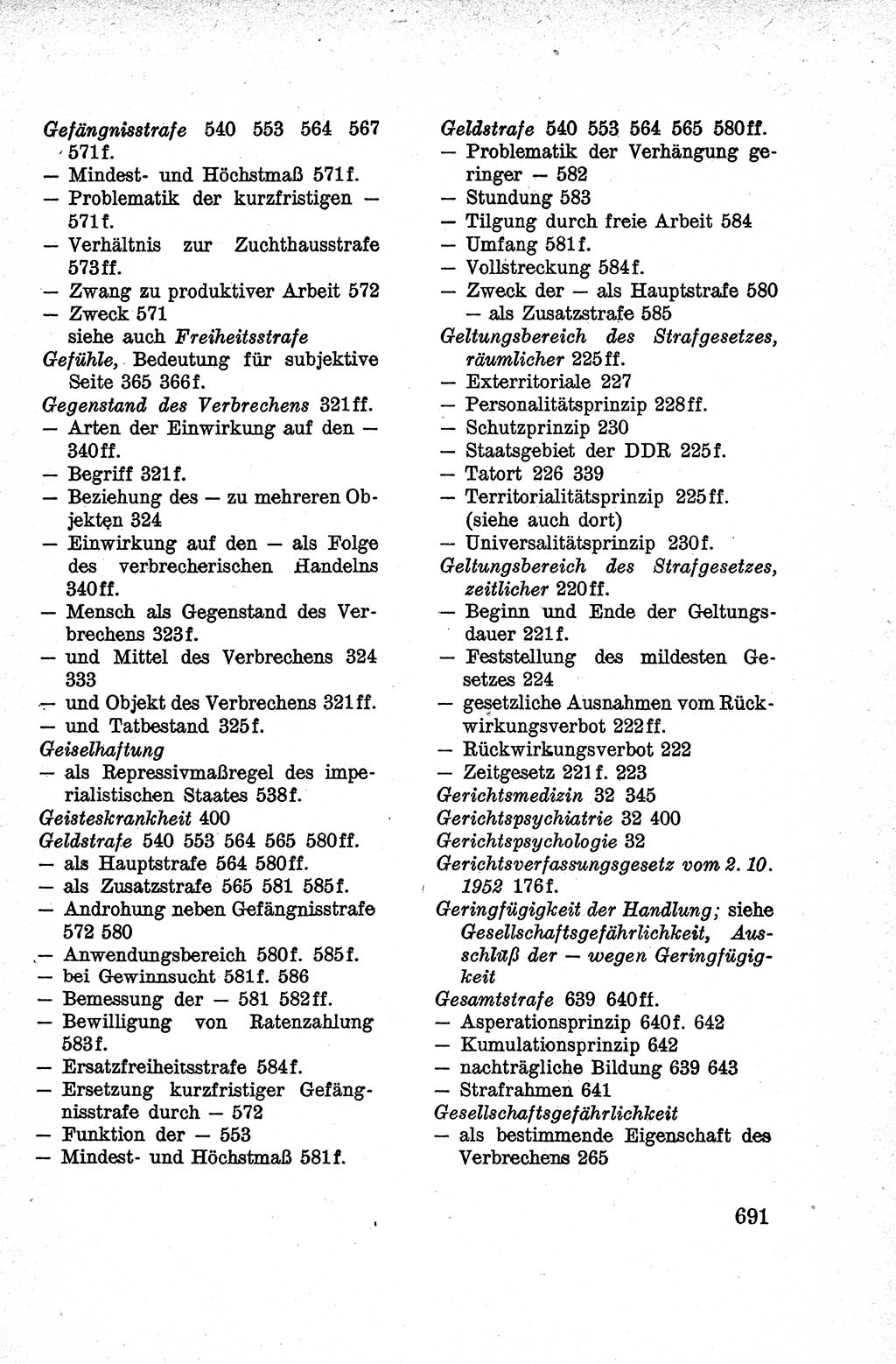 Lehrbuch des Strafrechts der Deutschen Demokratischen Republik (DDR), Allgemeiner Teil 1959, Seite 691 (Lb. Strafr. DDR AT 1959, S. 691)