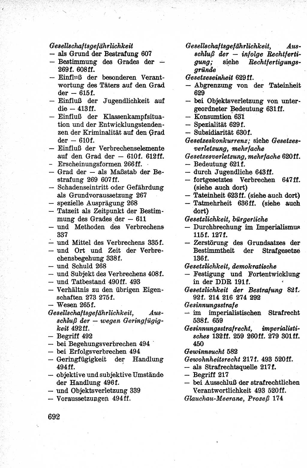Lehrbuch des Strafrechts der Deutschen Demokratischen Republik (DDR), Allgemeiner Teil 1959, Seite 692 (Lb. Strafr. DDR AT 1959, S. 692)