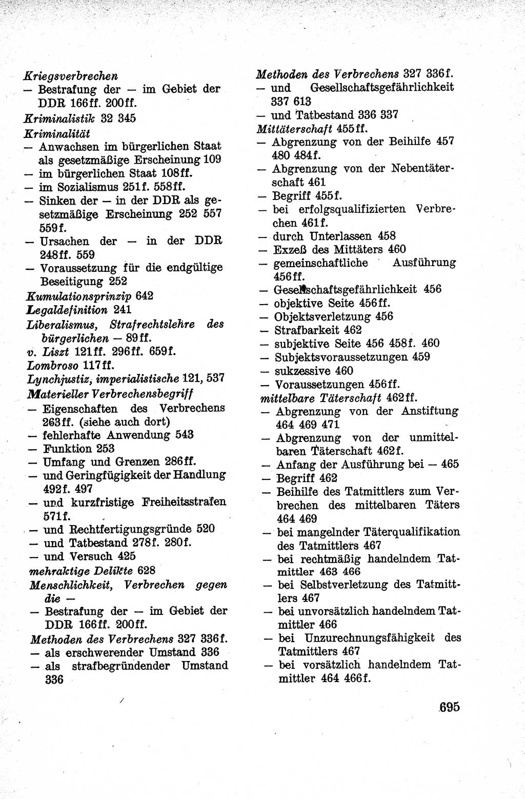 Lehrbuch des Strafrechts der Deutschen Demokratischen Republik (DDR), Allgemeiner Teil 1959, Seite 695 (Lb. Strafr. DDR AT 1959, S. 695)