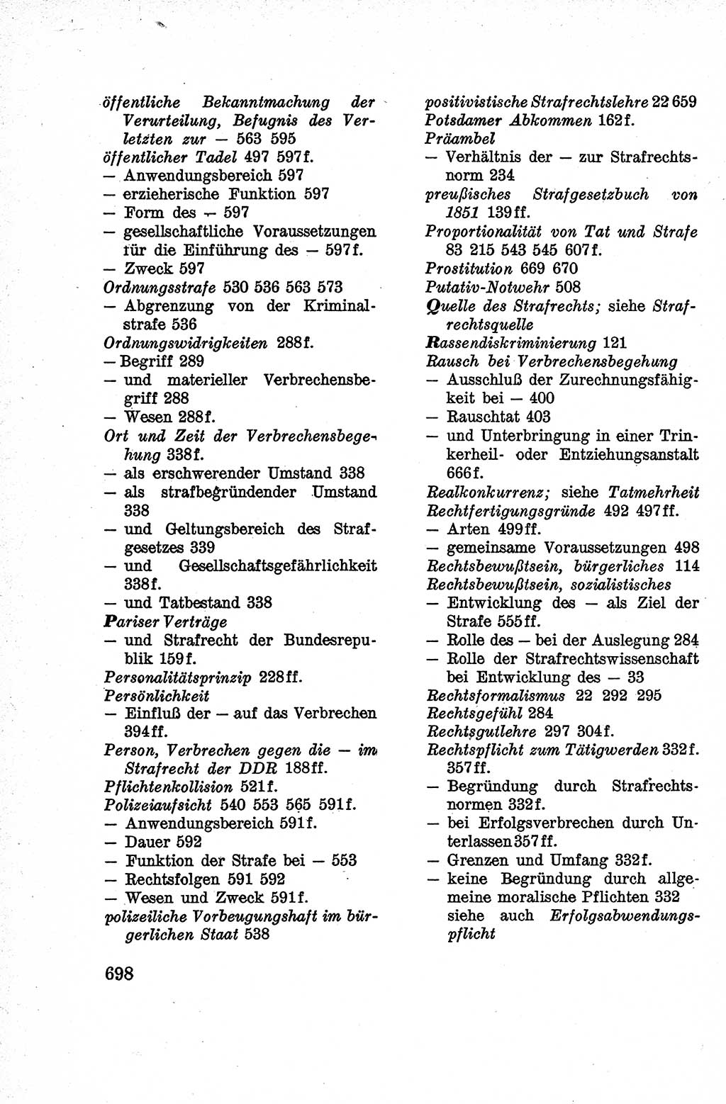 Lehrbuch des Strafrechts der Deutschen Demokratischen Republik (DDR), Allgemeiner Teil 1959, Seite 698 (Lb. Strafr. DDR AT 1959, S. 698)