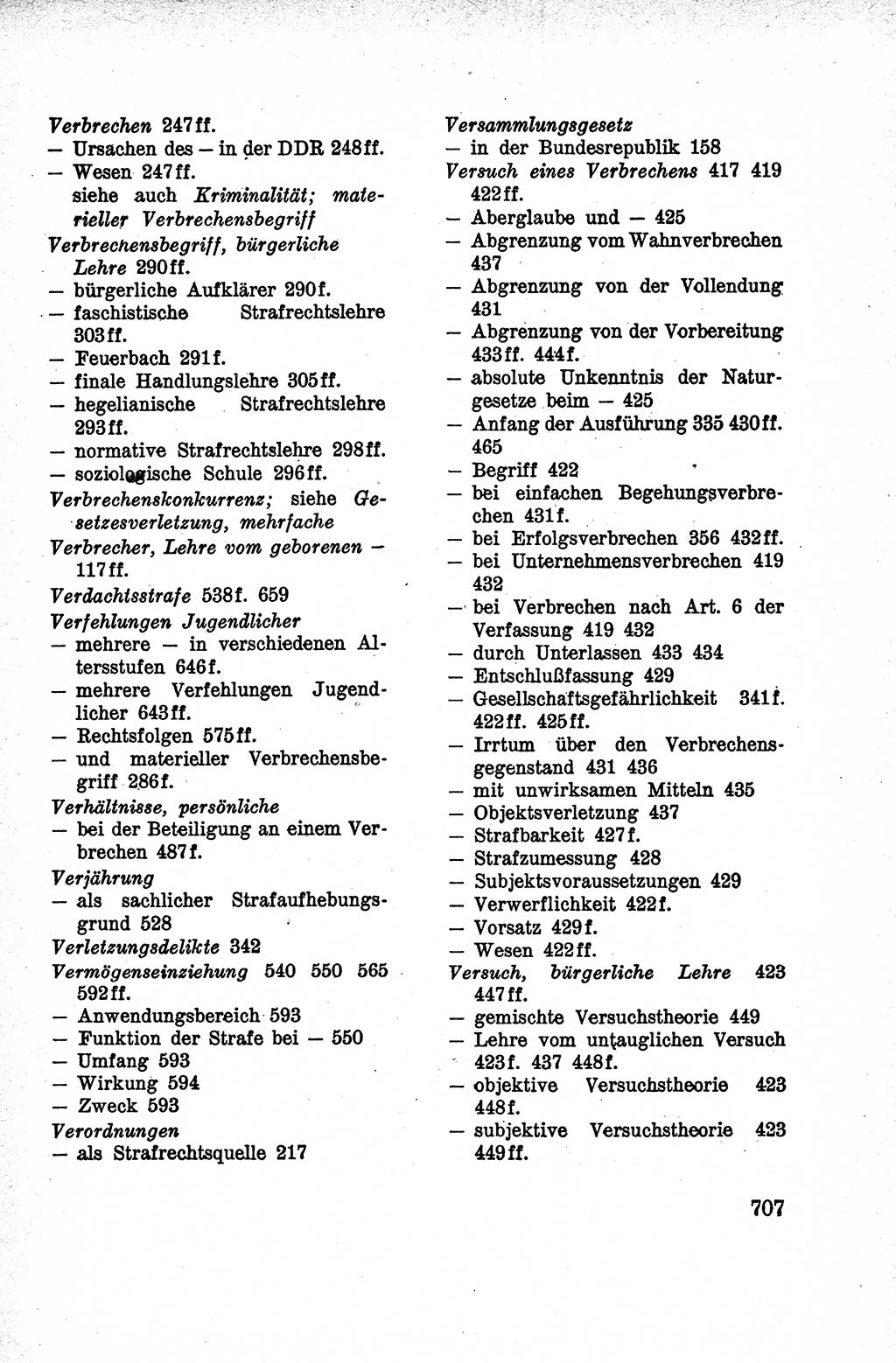 Lehrbuch des Strafrechts der Deutschen Demokratischen Republik (DDR), Allgemeiner Teil 1959, Seite 707 (Lb. Strafr. DDR AT 1959, S. 707)