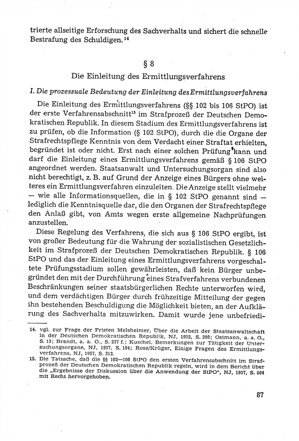 Leitfaden des Strafprozeßrechts der Deutschen Demokratischen Republik (DDR) 1959, Seite 87 (LF StPR DDR 1959, S. 87)