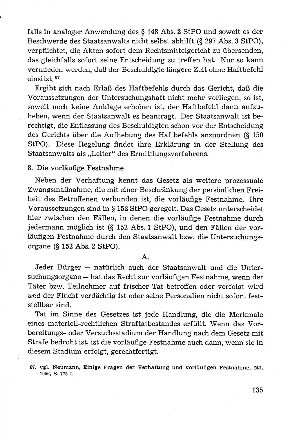 Leitfaden des Strafprozeßrechts der Deutschen Demokratischen Republik (DDR) 1959, Seite 135 (LF StPR DDR 1959, S. 135)