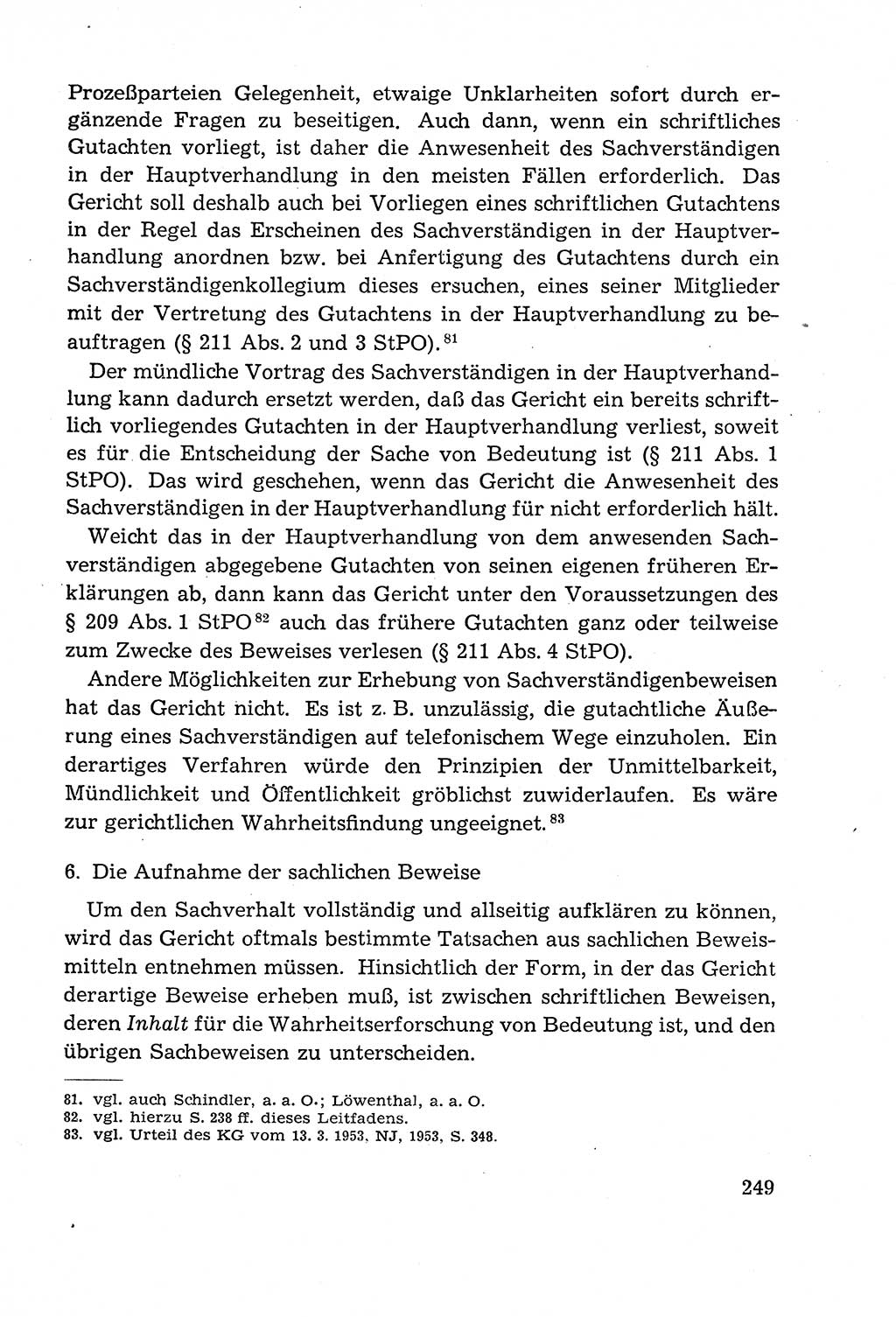 Leitfaden des Strafprozeßrechts der Deutschen Demokratischen Republik (DDR) 1959, Seite 249 (LF StPR DDR 1959, S. 249)