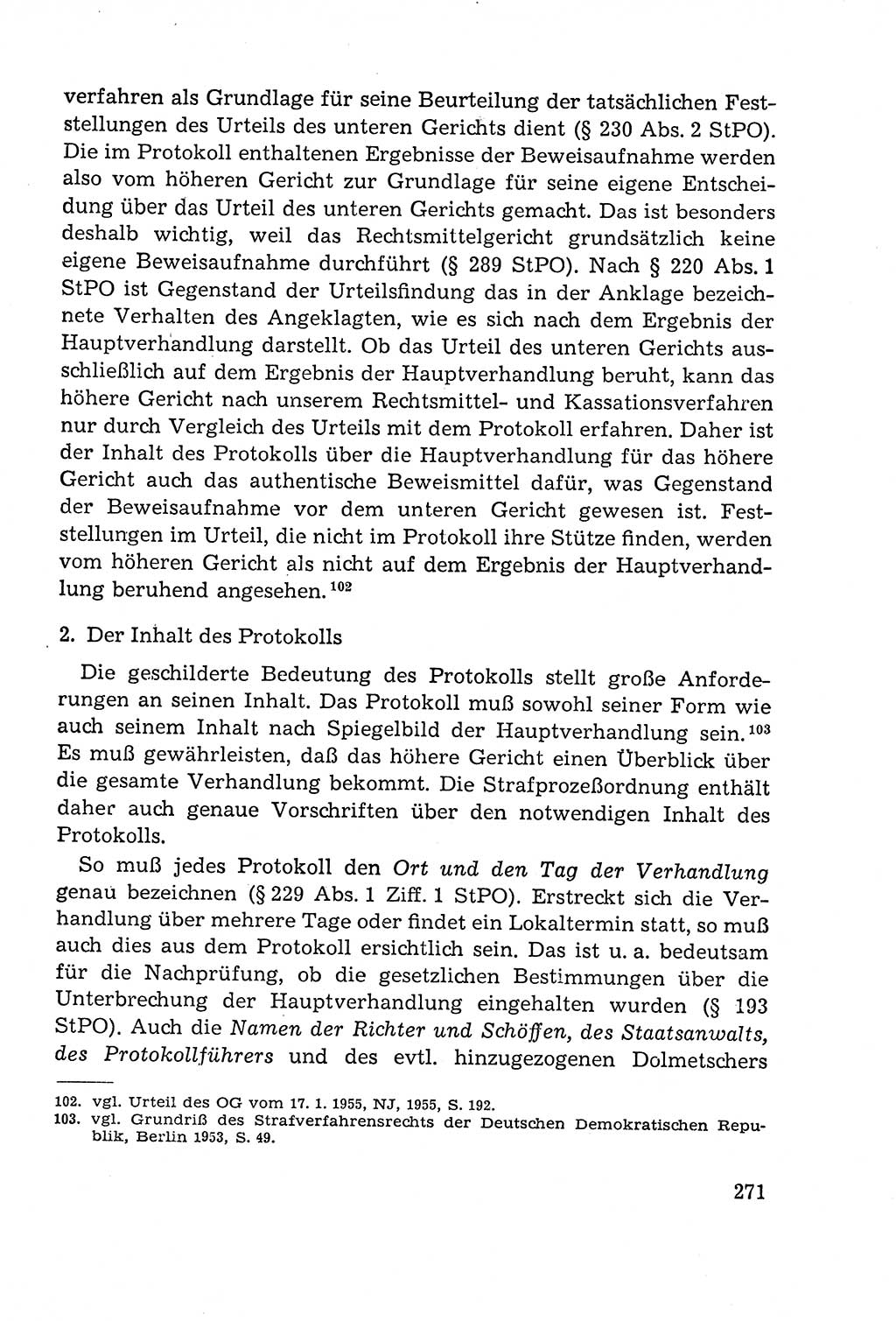 Leitfaden des StrafprozeÃŸrechts der Deutschen Demokratischen Republik (DDR) 1959, Seite 271 (LF StPR DDR 1959, S. 271)