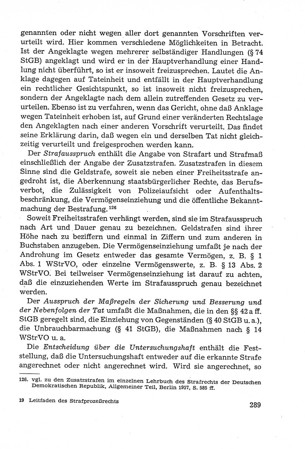 Leitfaden des StrafprozeÃŸrechts der Deutschen Demokratischen Republik (DDR) 1959, Seite 289 (LF StPR DDR 1959, S. 289)