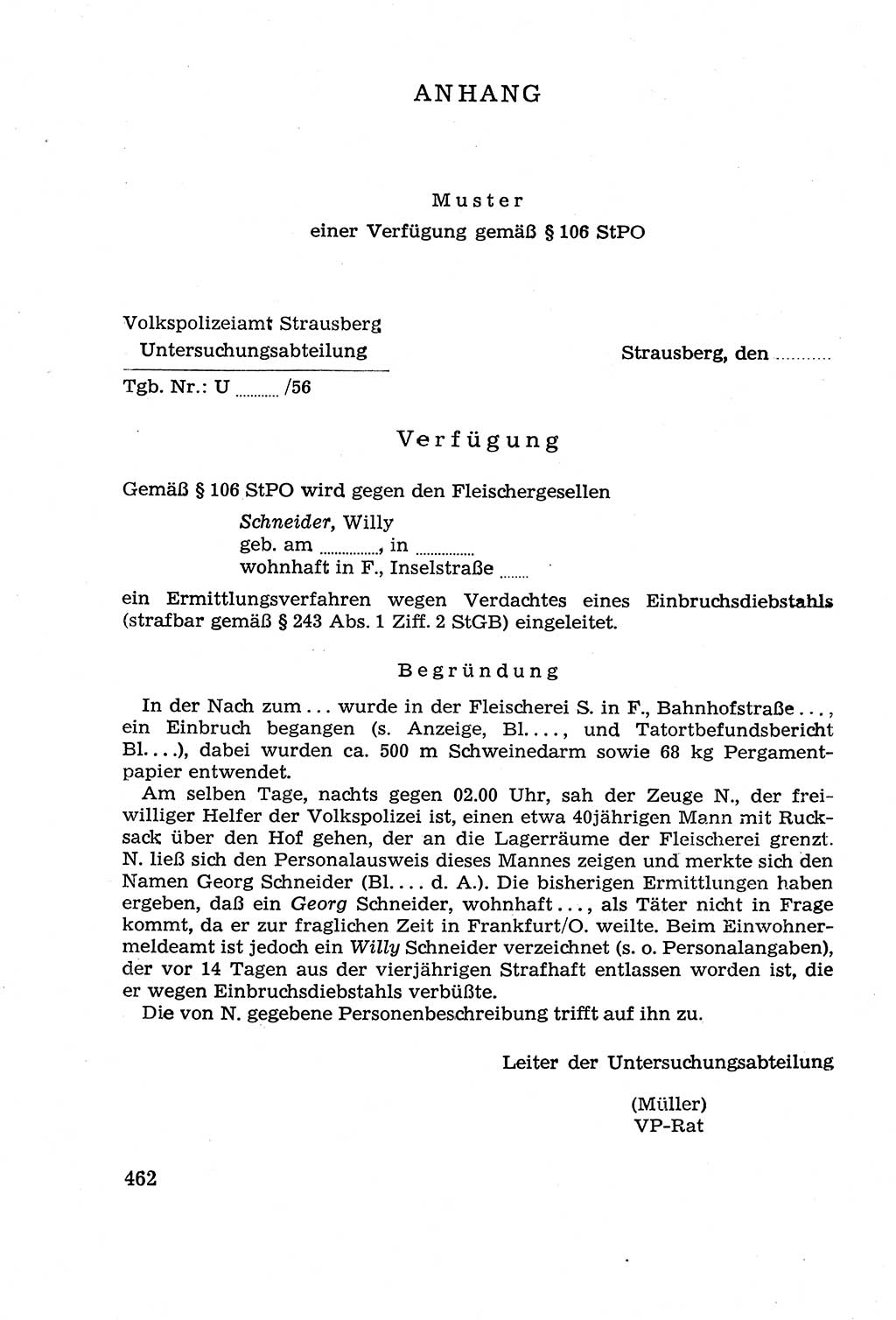 Leitfaden des Strafprozeßrechts der Deutschen Demokratischen Republik (DDR) 1959, Seite 462 (LF StPR DDR 1959, S. 462)