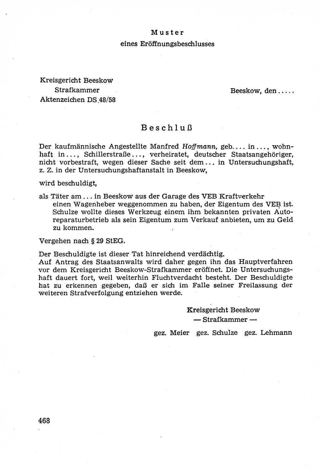Leitfaden des Strafprozeßrechts der Deutschen Demokratischen Republik (DDR) 1959, Seite 468 (LF StPR DDR 1959, S. 468)