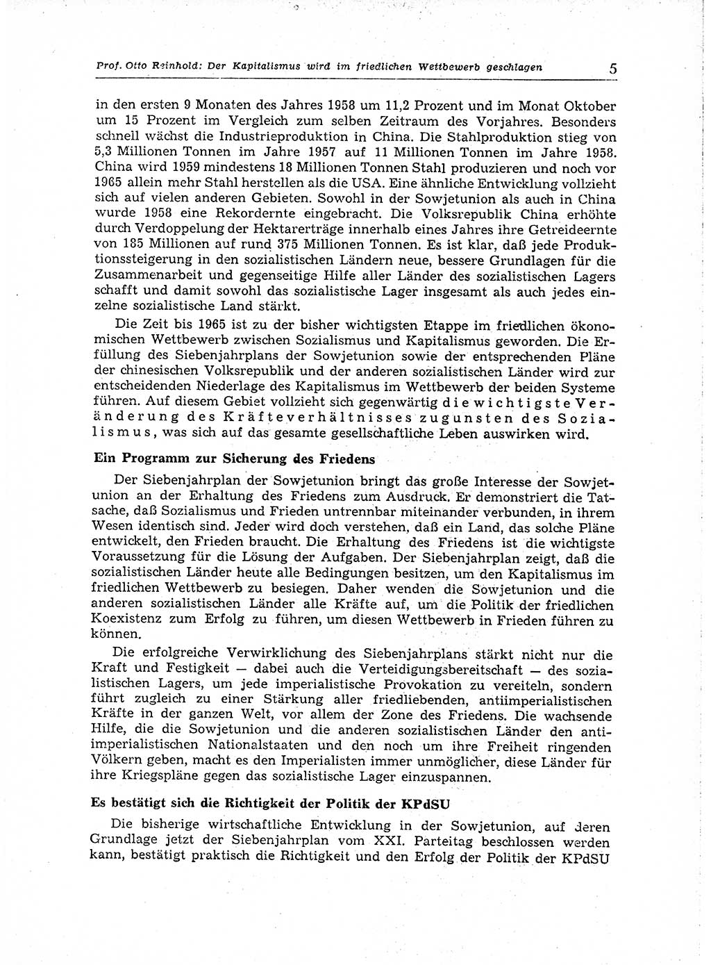 Neuer Weg (NW), Organ des Zentralkomitees (ZK) der SED (Sozialistische Einheitspartei Deutschlands) für Fragen des Parteiaufbaus und des Parteilebens, 14. Jahrgang [Deutsche Demokratische Republik (DDR)] 1959, Seite 5 (NW ZK SED DDR 1959, S. 5)