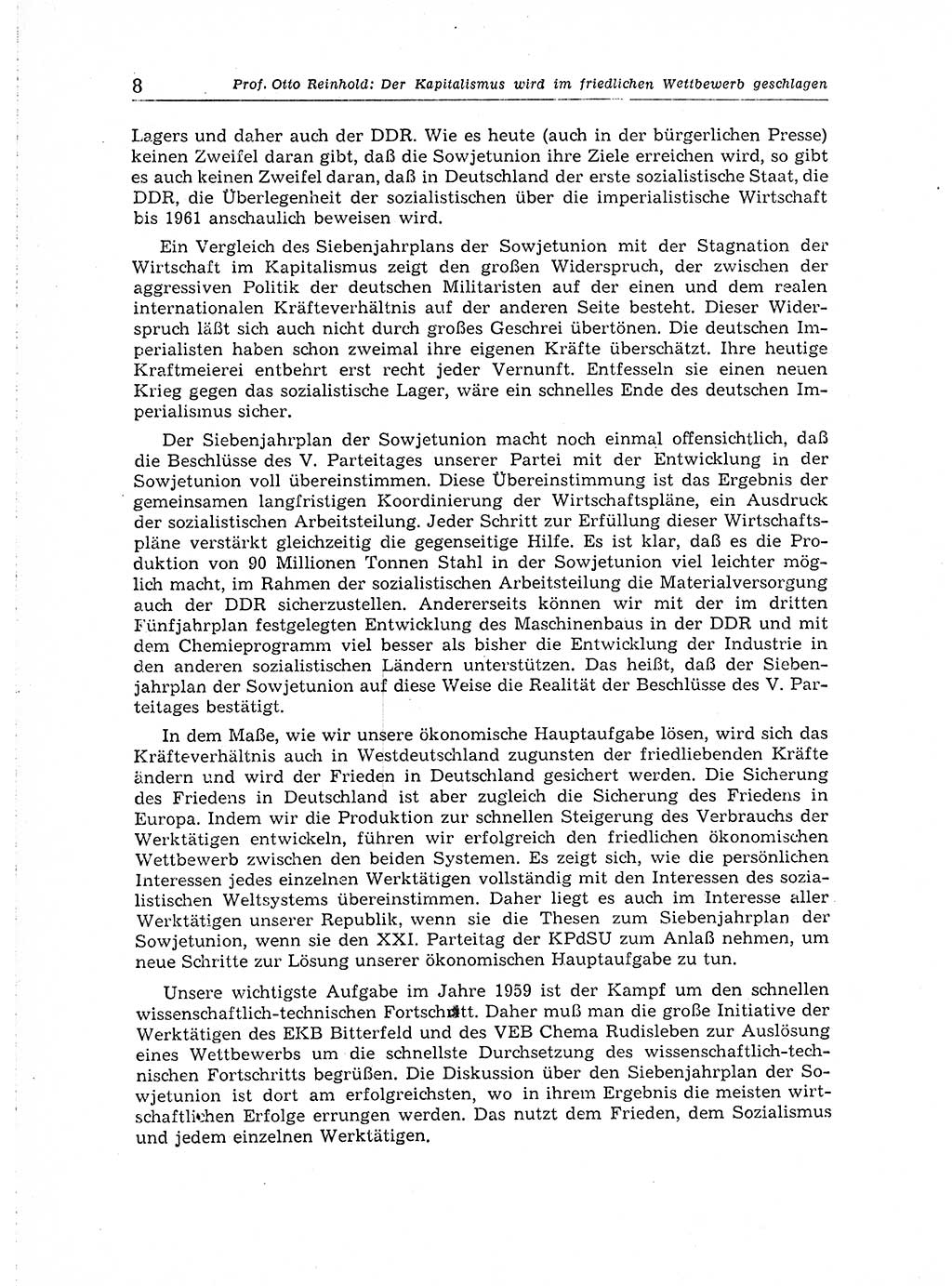 Neuer Weg (NW), Organ des Zentralkomitees (ZK) der SED (Sozialistische Einheitspartei Deutschlands) für Fragen des Parteiaufbaus und des Parteilebens, 14. Jahrgang [Deutsche Demokratische Republik (DDR)] 1959, Seite 8 (NW ZK SED DDR 1959, S. 8)