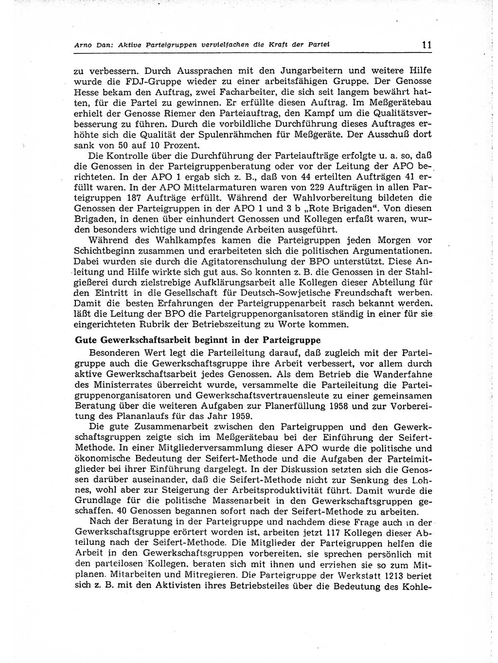 Neuer Weg (NW), Organ des Zentralkomitees (ZK) der SED (Sozialistische Einheitspartei Deutschlands) für Fragen des Parteiaufbaus und des Parteilebens, 14. Jahrgang [Deutsche Demokratische Republik (DDR)] 1959, Seite 11 (NW ZK SED DDR 1959, S. 11)