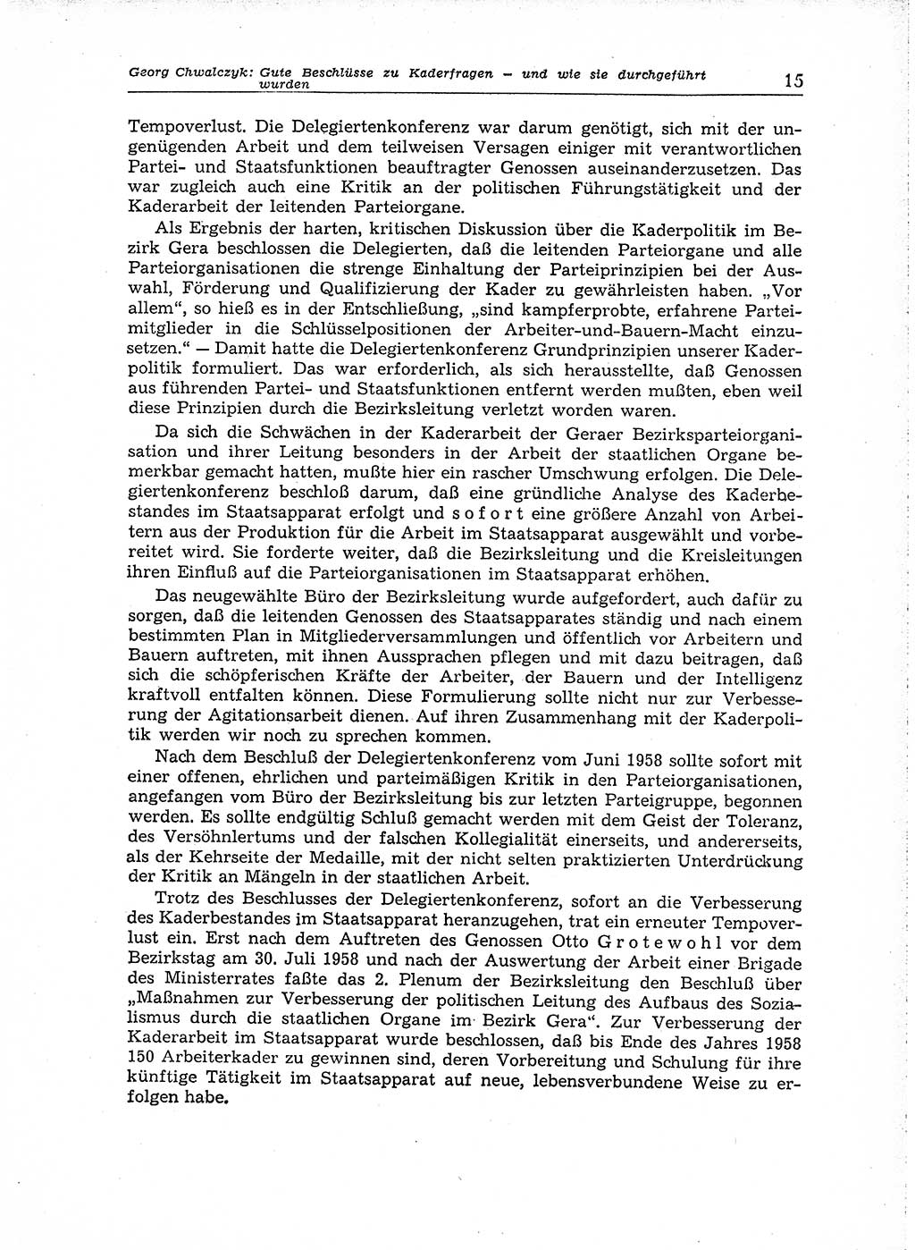 Neuer Weg (NW), Organ des Zentralkomitees (ZK) der SED (Sozialistische Einheitspartei Deutschlands) für Fragen des Parteiaufbaus und des Parteilebens, 14. Jahrgang [Deutsche Demokratische Republik (DDR)] 1959, Seite 15 (NW ZK SED DDR 1959, S. 15)