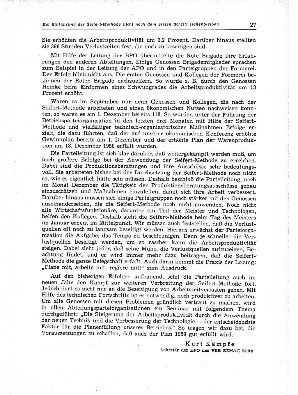 Neuer Weg (NW), Organ des Zentralkomitees (ZK) der SED (Sozialistische Einheitspartei Deutschlands) für Fragen des Parteiaufbaus und des Parteilebens, 14. Jahrgang [Deutsche Demokratische Republik (DDR)] 1959, Seite 27 (NW ZK SED DDR 1959, S. 27)