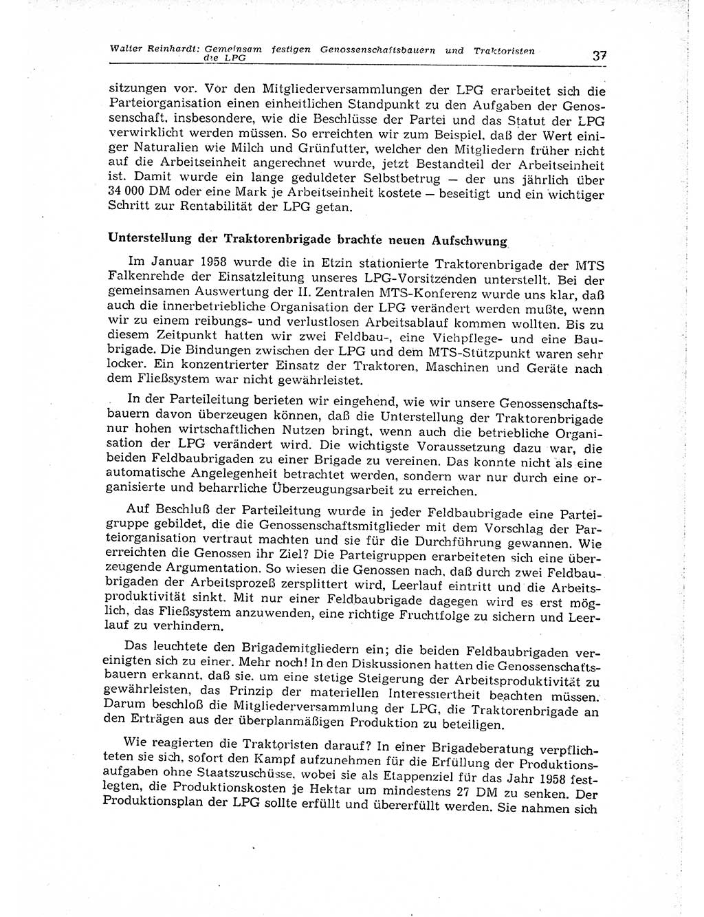 Neuer Weg (NW), Organ des Zentralkomitees (ZK) der SED (Sozialistische Einheitspartei Deutschlands) für Fragen des Parteiaufbaus und des Parteilebens, 14. Jahrgang [Deutsche Demokratische Republik (DDR)] 1959, Seite 37 (NW ZK SED DDR 1959, S. 37)