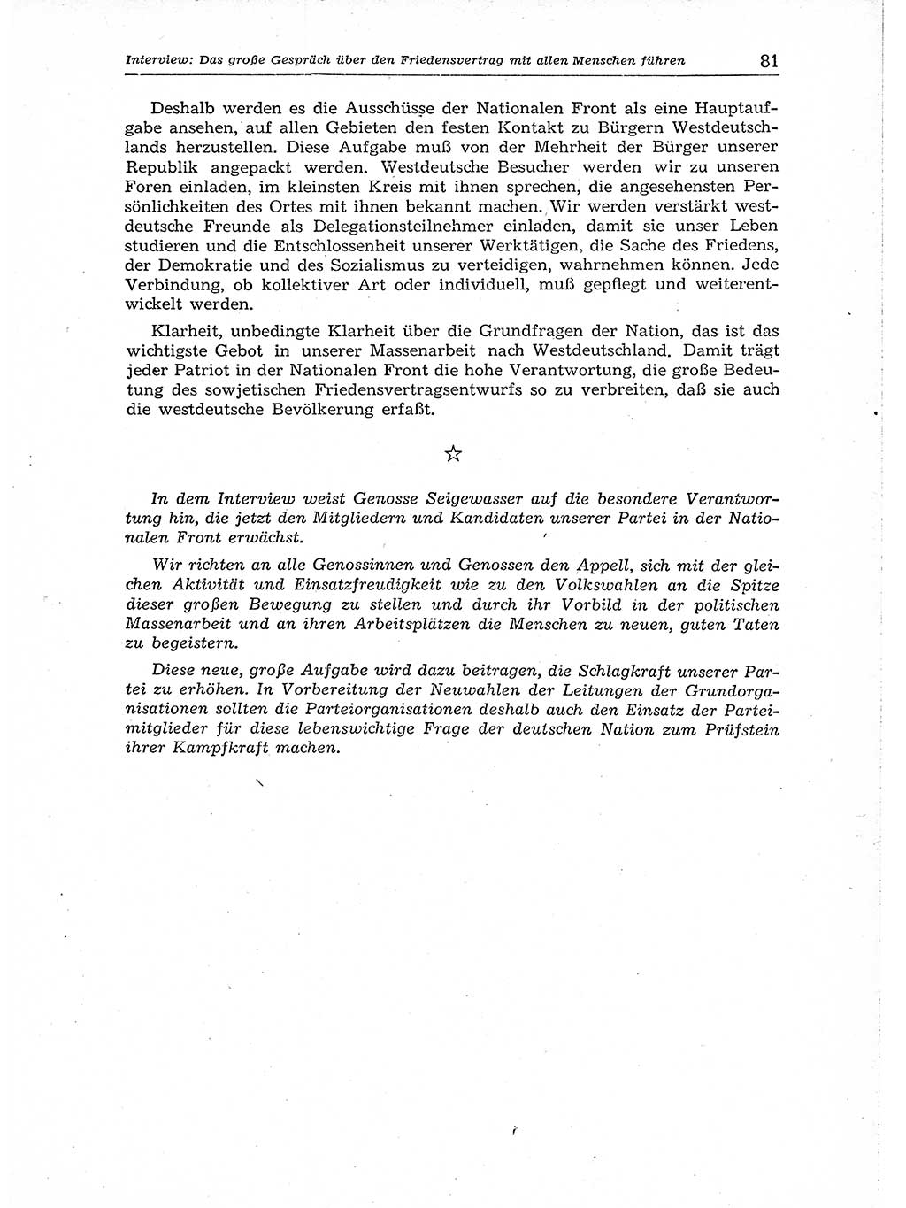 Neuer Weg (NW), Organ des Zentralkomitees (ZK) der SED (Sozialistische Einheitspartei Deutschlands) für Fragen des Parteiaufbaus und des Parteilebens, 14. Jahrgang [Deutsche Demokratische Republik (DDR)] 1959, Seite 81 (NW ZK SED DDR 1959, S. 81)