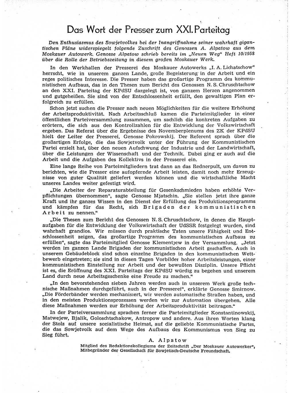 Neuer Weg (NW), Organ des Zentralkomitees (ZK) der SED (Sozialistische Einheitspartei Deutschlands) für Fragen des Parteiaufbaus und des Parteilebens, 14. Jahrgang [Deutsche Demokratische Republik (DDR)] 1959, Seite 97 (NW ZK SED DDR 1959, S. 97)