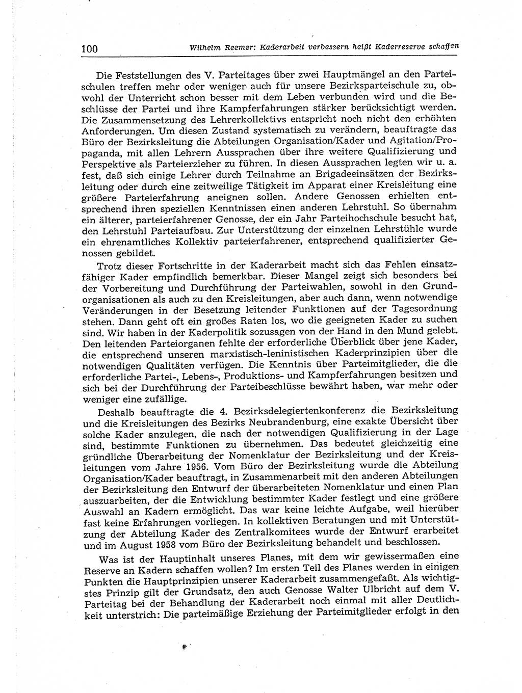 Neuer Weg (NW), Organ des Zentralkomitees (ZK) der SED (Sozialistische Einheitspartei Deutschlands) für Fragen des Parteiaufbaus und des Parteilebens, 14. Jahrgang [Deutsche Demokratische Republik (DDR)] 1959, Seite 100 (NW ZK SED DDR 1959, S. 100)